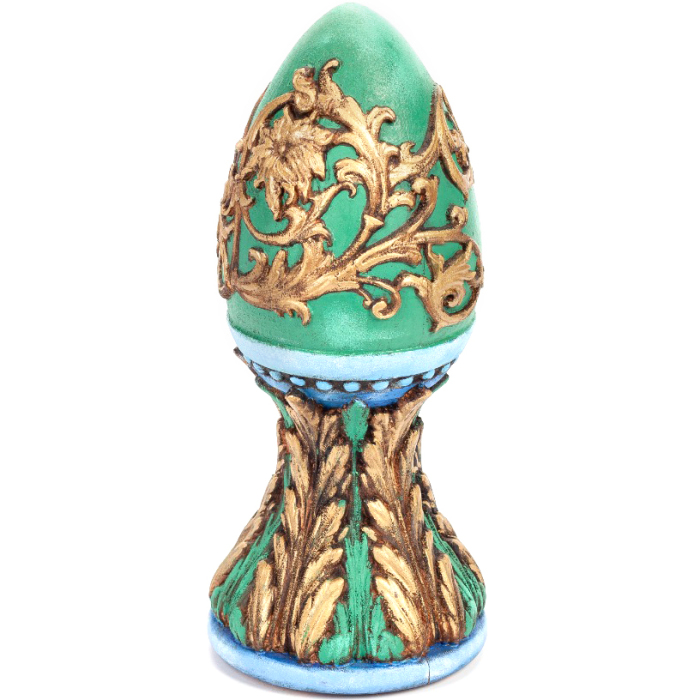 Сувенир из массива бука "Яйцо пасхальное" зелёно-золотое